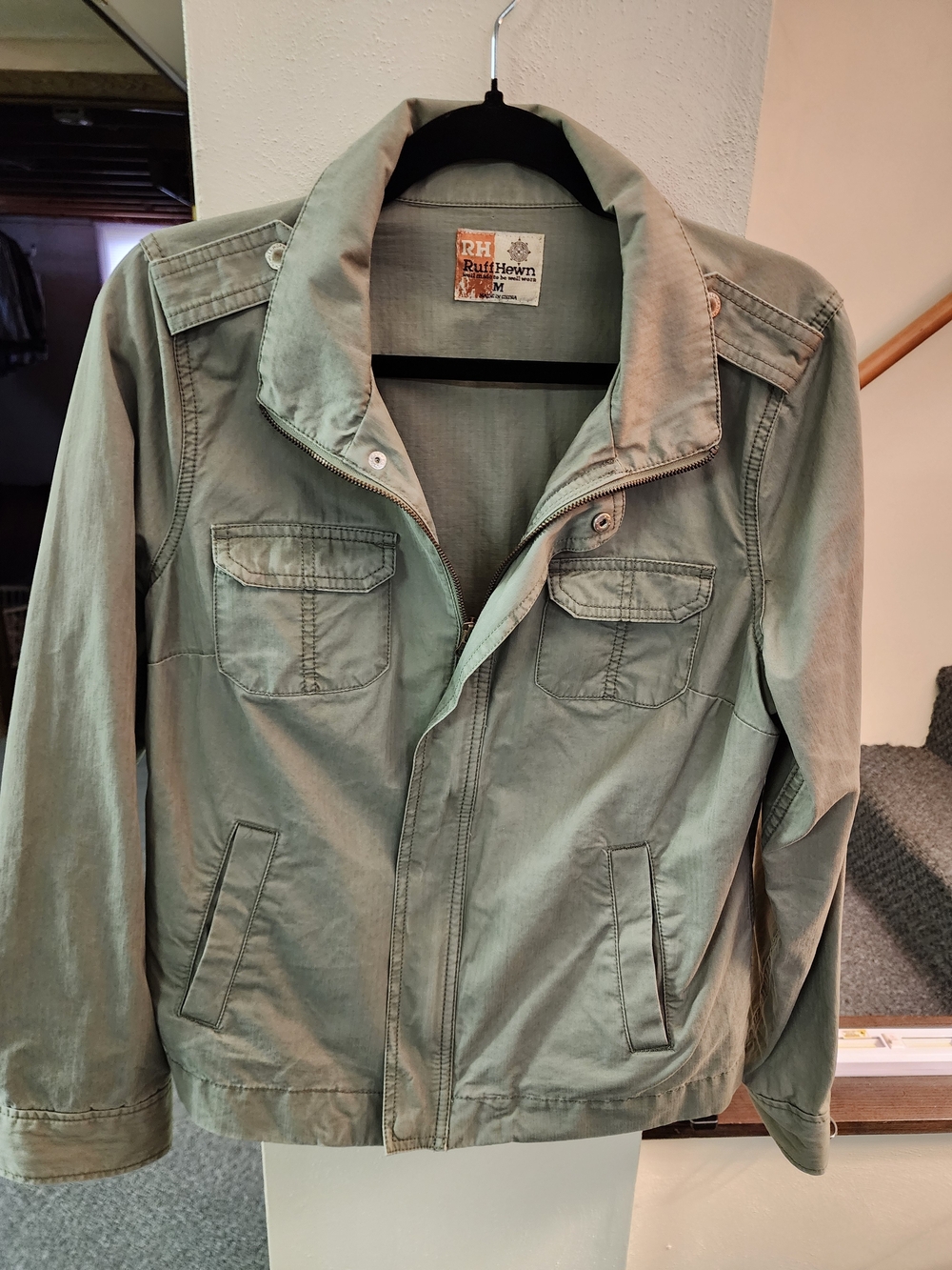 Ruff Hewn Women's Military Field Lightweight Olive Field Jacket Sz M